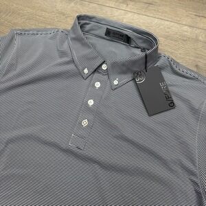 NWT G/FORE Navy White Striped Polo Shirt Men's Sz XL Golf Tour Preppy